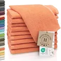 Produktbild: ZOLLNER 10er Set Gästehandtücher - weiche und saugstarke Handtücher - waschbar bis 95°C - Baumwolle - 30x50 cm in orange