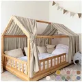 Produktbild: lilimaus Betthimmel Hausbetthimmel Baumwoll Musselin Betthimmel Kinder Hausbett 2er Set, Stilvolle Musselin-Deko für Kinderzimmer, ideal als Geschenkidee beige 67 cm x 320 cm