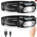 Produktbild: Glangeh Kopflampe LED Wiederaufladbar, Angelbeleuchtung mit Bewegungssensor & 5
