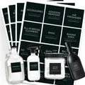 Produktbild: Minimalistisches Waschraum-Etiketten-Set, v2croft 144 vorgedruckte matte Vinyl-Heimorganisationsaufkleber für Waschküche, Wäscheschrank, Badezimmer, Reinigungsmittel, wasserdicht (schwarz)