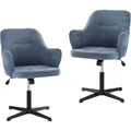 Produktbild: 2er Set Bürostuhl ergonomisch, Loungesessel aus Chenille, Schreibtischstuhl höhenverstellbar, Drehstuhl mit Armlehne, Arbeitszimmer, Büro, 65 x 65 x