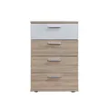 Produktbild: Nachtkommode 4 Schubladen Nina Sonoma Weiß Nachtschrank Nachttisch HTI-Living