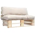 Produktbild: vidaXL Outdoor-Sofa Paletten mit Kissen in Sandfarben Kiefernholz