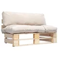Produktbild: vidaXL Holz Palettensofa mit Sandfarbigen Kissen Palettenauflage Palettenkissen Paletten Polster Sofa Gartensofa Palettenmöbel Gartenmöbel In/Outdoor