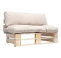 Produktbild: vidaXL Loungesofa Outdoor-Sofa Paletten mit Kissen in Sandfarben Kiefernholz, 1 Teile