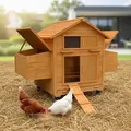 Produktbild: Mucola Hühnerstall inkl. 2 Nestboxen und Rampe Rollbar Hühnerhaus Geflügelstall Holz Huhn Gefügelstall Hühner Käfig Legeboxen Mobil - Braun