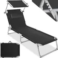 Produktbild: tectake® Gartenliege, klappbar, 4-fach verstellbare Rückenlehne mit Kopfpolster, 190 x 68 x 65 cm