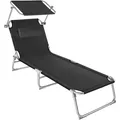 Produktbild: Gartenliege 4-stufig mit Kopfpolster Sonnenliegen Liegestühle schwarz B-Ware