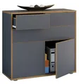 Produktbild: VCM Holz Kommode | Sideboard mit Drehtüren und Schubladen | Büromöbel | Maße ca H. 74 x B. 100 x T. 32cm - Salia Anthrazit