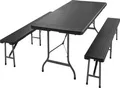 Produktbild: CASARIA® Bierzeltgarnitur 180 cm Klappbar Schwarz Polyrattan Kunststoff 2x Bierbank 1x Breiter Tisch Biertischgarnitur Festzeltgarnitur Campingtisch