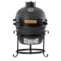 Produktbild: BBQ-Toro Kamado Grill Holzkohlegrill Haiiro Ø 32 cm | Matt Grau, Bubble Frosted Glaze | Mini Holzkohlegrill mit Thermometer & Holzgriffen | Keramikgrill rund, Ceramic Grill Ei, Smoker, BBQ Grillofen