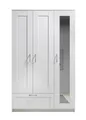 Produktbild: Drehtürenschrank mit Spiegel Kleiderschrank Schrank Garderobenschrank 117cm Weiß
