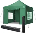 Produktbild: VOUNOT® Pavillon 3x3m, Wasserdichter Faltpavillon, Faltbar Partyzelt mit 4 Seitenteilen, 4 Sandsäcke, Grün