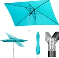 Produktbild: Sekey Sonnenschirm 300 x 200 cm Rechteckschirm Aluminium Marktschirm Rechteckig, mit Kurbel, Türkis