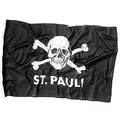 Produktbild: FC St. Pauli Fahne Hissfahne Flagge Totenkopf 150 x 250 cm Schwarz