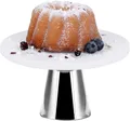 Produktbild: ECHTWERK stilvolle Tortenplatte aus Marmor, Kuchenplatte mit Standfuß, Gebäckständer zum Servieren von Speisen, Obst, Käse und Desserts, Tortenständer für Party oder Hochzeit, Silber-Edition, Ø 22 cm