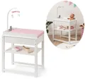 Produktbild: ELLA & PIET® Puppenwickeltisch SPLASHY mit Badewanne und Mobile aus Holz (Weiß-Rosa)