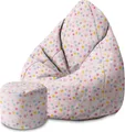 Produktbild: Dreamroots BeanBag 80x80x120cm Sitzsack mit Lehne und Hocker Sitzsack mit Füllung Sitzsack Erwachsene mit Füllung Pastel Confetti Dots