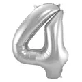 Produktbild: XL Folienballon Zahl 4 in silber, 86 cm, 1 Stück, Helium Ballon (unbefüllt)