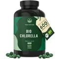 Produktbild: Bio Chlorella Presslinge – 600 Tabletten (500 mg) – 6000mg hochdosiert – Bio-Algen aus kontrolliert biologischem Anbau – Vegan – TRUE NATURE®