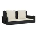 Produktbild: vidaXL Gartenbank Schaukelbank mit Kissen Schwarz 119 x 56 x 48 cm Poly Rattan (1-St)