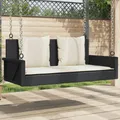 Produktbild: Schaukelbank mit Kissen Schwarz 119 x 56 x 48 cm Poly Rattan Schaukelbank Schauk
