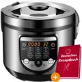 Produktbild: Steinborg digitaler Multikocher 5 L | Edelstahlgehäuse | 900 Watt | inkl. deutschem Rezeptbuch | mit 18 Automatikprogrammen | Touch Bedienfeldes i...