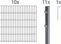 Produktbild: Alberts Doppelstabmatten Zaun, Höhe 100 cm, Länge 20 m, Zaun-Komplettset zum Einbetonieren, anthrazit, Pfosten 60x40 mm