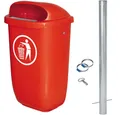 Produktbild: BRB-Lagertechnik Mülleimer BRB Abfall-Behälter Komplettset mit Rohrpfosten, Inhalt 50 Liter, Abfall-Behälter, robust, wetterfest und UV-stabilisiert