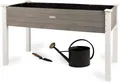 Produktbild: WONDERMAKE Hochbeet aus Holz für Garten Balkon Terrasse groß, Pflanzkasten Kräuterbeet XL, Bausatz rechteckig schmal mit Vlies-Folie Pflanzenkasten deko, hell