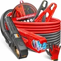 Produktbild: MASKO® Starthilfekabel Überbrückungskabel für Benzin- und Dieselmotoren 12/24 Volt. Auto, Motorrad & LKW Starterkabel aus Kupfer mit 4 vollisolierten Polzangen, Handschuhe & Tasche 2x6m 30mm² 1500Amp