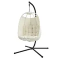 Produktbild: SVITA Nelly Hängesessel mit Gestell Loungesessel Hängesitz Hängestuhl klappbar Hängekorb Hängeschaukel Outdoorsessel Beige