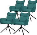 Produktbild: ML-Design Esszimmerstühle drehbar 4er Set Petrol Stoffbezug Wohnzimmerstuhl mit Rücken- & Armlehne 360° Drehstuhl mit Metallbeinen Sessel ergonomisch
