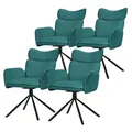 Produktbild: ML-Design Esszimmerstühle drehbar 4er Set Petrol mit Stoffbezug, Wohnzimmerstuhl mit Armlehne & Rückenlehne, 360° Drehstuhl, Polsterstuhl mit Metallbeinen, Sessel ergonomisch, Küchenstuhl Loungesessel
