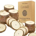 Produktbild: Smart-Planet 40 Stücke Holzscheiben - Rund 9-10 cm Durchmesser Baum Scheiben ohne Loch aus Naturholz - glatte Untersetzer zum Basteln - Holz Log Deko