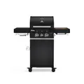 Produktbild: BURNHARD® Gasgrill 2-Brenner 900°C Infrarot-Keramikbrenner, Edelstahl-Grillrost, Grillwagen, klappbare Seitentische, Grillabdeckung, Schwarz – FRED Jr. Deluxe