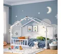 Produktbild: Bellabino Hausbett Bia mit Lattenrost (weiß, optional mit Matratze), Bodenbett mit Rausfallschutz, verfügbar in 80x160 & 90/120/140x200 cm