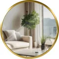Produktbild: CLP Wandspiegel Elsie I Runder Spiegel in unterschiedlichen Größen I Rahmentiefe 3 cm, ideal für Wohnzimmer, Schlafzimmer oder Bad, Farbe:Gold Glanz, Größe:S