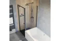 Produktbild: Schulte Eckdusche Trend 2.0 Drehtür mit verkürzter Seitenwand auf Badewanne, BxT: 80x80 cm, 6 mm Sicherheitsglas, Klar Hell