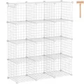 Produktbild: C&AHOME Drahtwürfel-Aufbewahrung, 12-Würfel-Aufbewahrungs-Organizer aus Metall, C-Gitter-Aufbewahrungsbehälter-Regalsystem, Bücherregal, Schrankschrank, 93,5 cm L x 31,8 cm B x 122,9 cm H, weiß