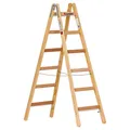 Produktbild: Euroline Holz Sprossenstehleiter 2x6 Sprossen Stehleiter Holzleiter Bockleiter