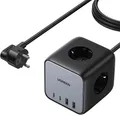 Produktbild: Steckdosenleiste USB 65W/AC 3680W, 2x USB-A, 2x USB Typ C, 3x Schuko (F) Ugreen