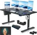 Produktbild: KESSER® Schreibtisch elektrisch & höhenverstellbar Computertisch Ergonomisch Stehen & Sitzen 3-Memory 360° Rollen USB-Ladeanschluss 160x70cm Schwarz