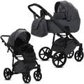 Produktbild: Knirpsenland Lifetime 2.0 Kombi Kinderwagen mit Babywanne und Sportwagenaufsatz 2in1 Grau - Grau