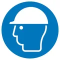 Produktbild: Gebotsschild Kopfschutz benutzen Folie selbstklebend (Ø) 200mm ISO 7010 1St.