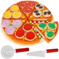 Produktbild: Holzpizza Pizza Holz Kinder Kinderküche Spielzeug Kaufladen Spiel Kinderzubehör