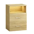 Produktbild: Casaria® Nachttisch Touch LED Beleuchtung 40x28x55 cm Dimmbar Holz 2 Schubladen Boxspringbett Schlafzimmer Wohnzimmer Beistelltisch Nachtschrank Eiche