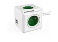 Produktbild: Allocacoc 1402GN / DEEUPC PowerCube Steckdosenwürfel mit 2 USB-Anschlüssen 4 Buchsen Typ F 1,5 m Weiß, Grün