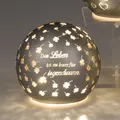 Produktbild: LED Kugellampe mit Das Leben ist zu kurz... Spruch 10cm grau mit Timer Formano