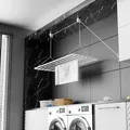 Produktbild: Erica Eric Deckentrockner ERIC 70x50cm, Wäscheständer für die Decke mit 5.6 Meter Trocknungsoberfläche, Vertikal Zusammenklappbar 2.5 Meter, Metall mit PVC-freier Kunststoffbeschichtung, Weiß
